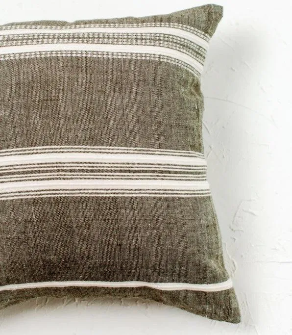 18" Hand Woven Grey Throw Pillow, Ethiopian Cotton, Fair Trade