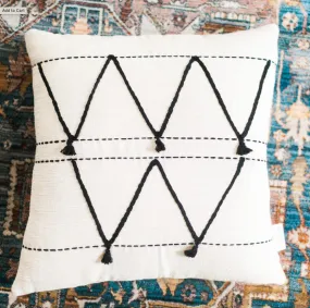 18" x 18" Hand Woven Tunisian Cotton Pillow, Eco-Friendly, Fair Trade