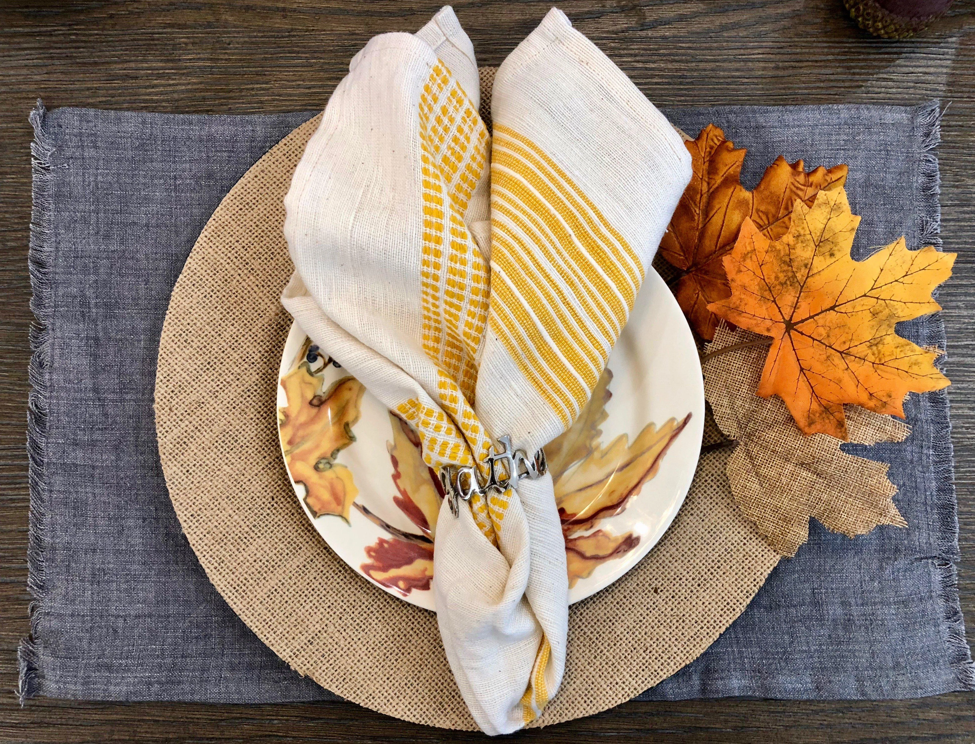 4 Hand Woven Stone Washed Linen Placemats (Grey, Blue, White, Blush Pink) Eco-Friendly, Fair Trade