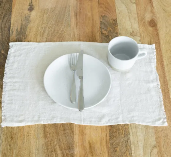 4 Hand Woven Stone Washed Linen Placemats (Grey, Blue, White, Blush Pink) Eco-Friendly, Fair Trade