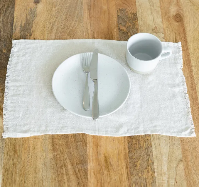 4 Hand Woven Stone Washed Linen Placemats (Grey, Blue, White, Blush Pink) Eco-Friendly, Fair Trade