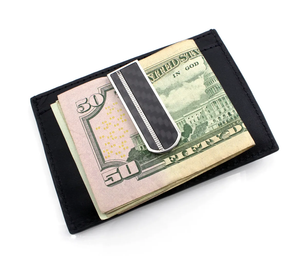 Black Fiber Fiber Steel Accented Money Clip