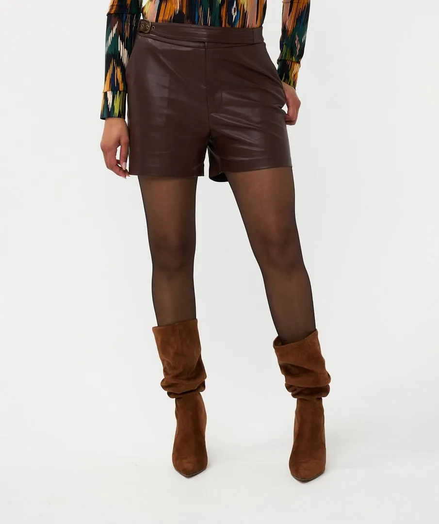 Black Vegan Leather Shorts