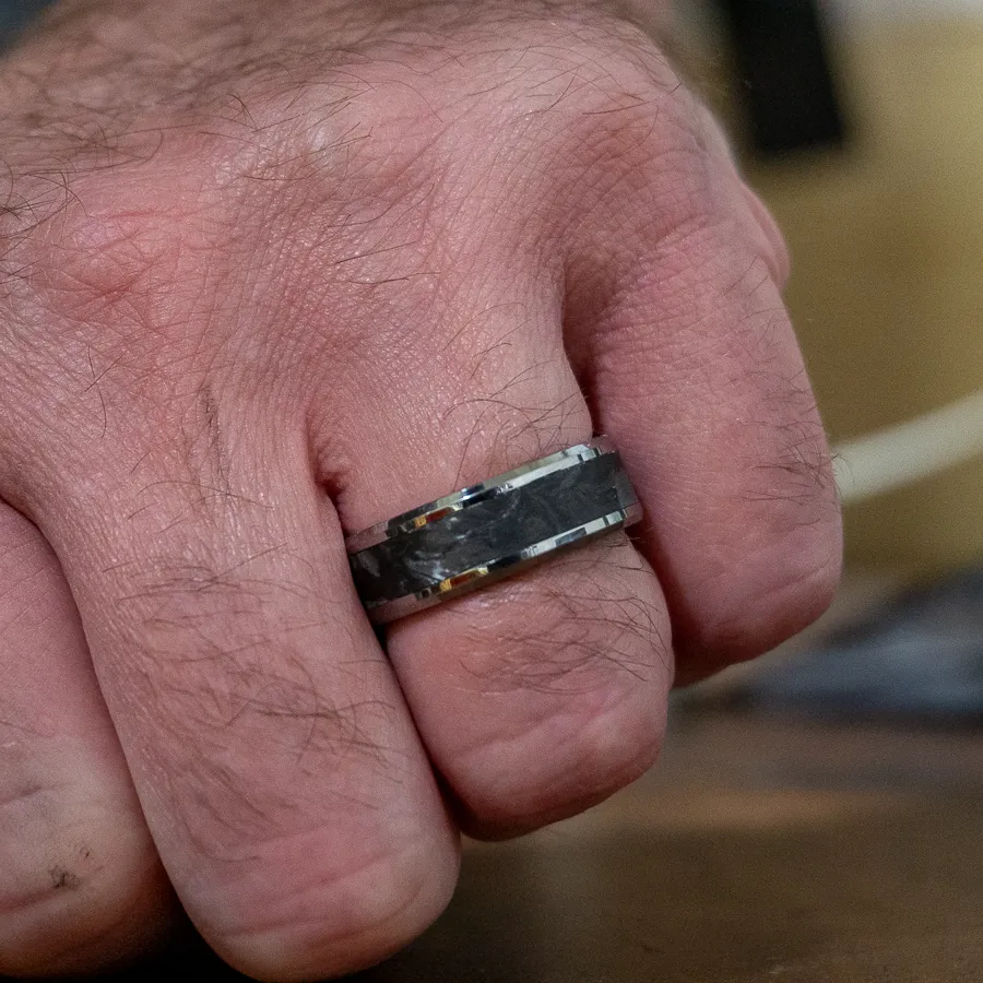 Bulletproof- Forged carbon fiber on Tungsten ring