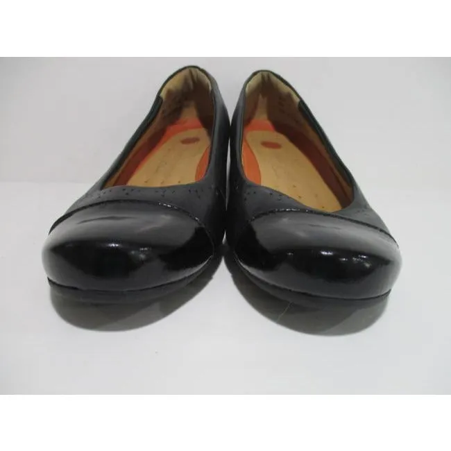 Clarks Black Unstructured Midnight Blue Slip On Cushioned Wedge Pumps Size Us