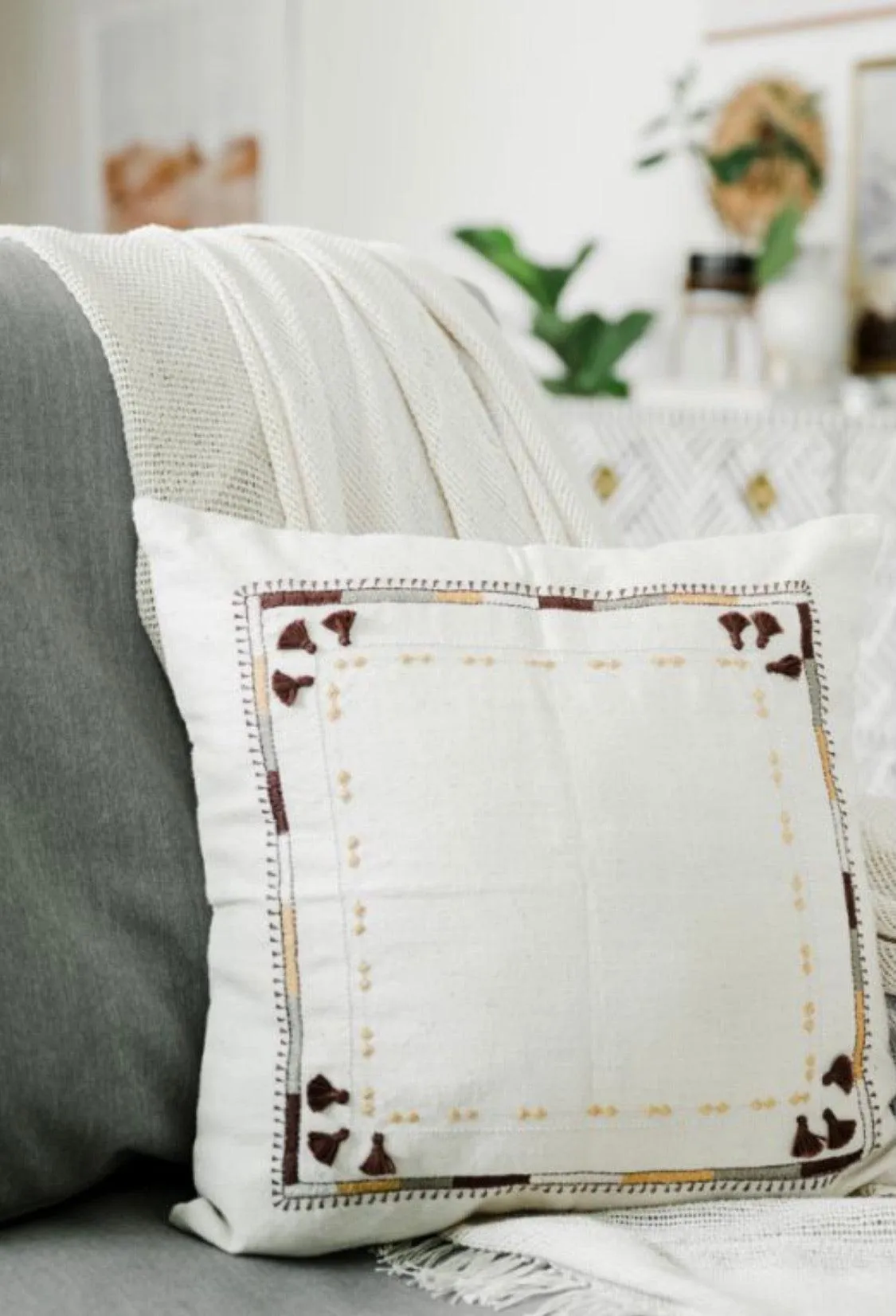 Copy of Hand loomed Organic cotton embroidered Pillow, Eco-Friendly, Fair Trade