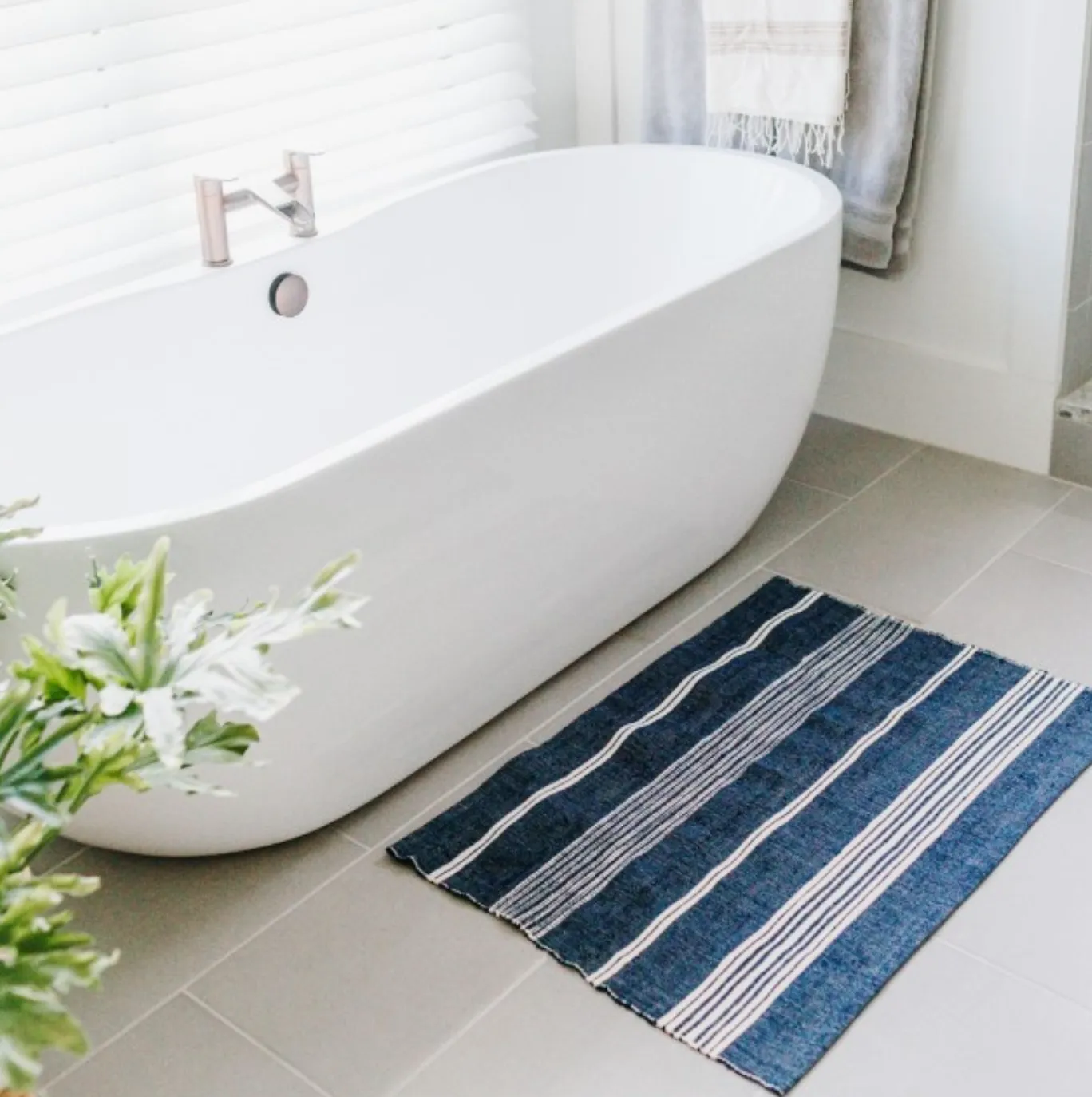 Ethiopian Cotton Bath Mats, Hand Woven, Fair Trade (Grey or Navy) Eco-Friendly