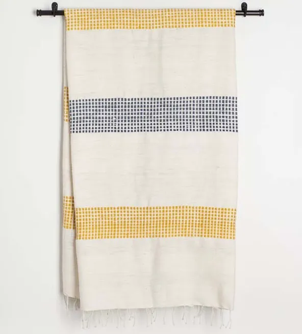 Ethiopian Navy & Gold Dotted Cotton Bath Towels, Hand Woven, Fair Trade (pick your colors) Eco-Friendly