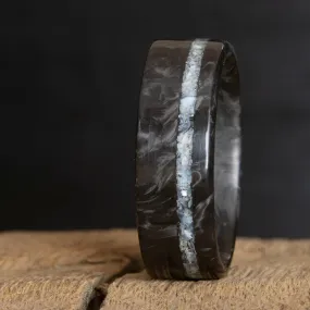 Forged carbon fiber ring with mother of pearl