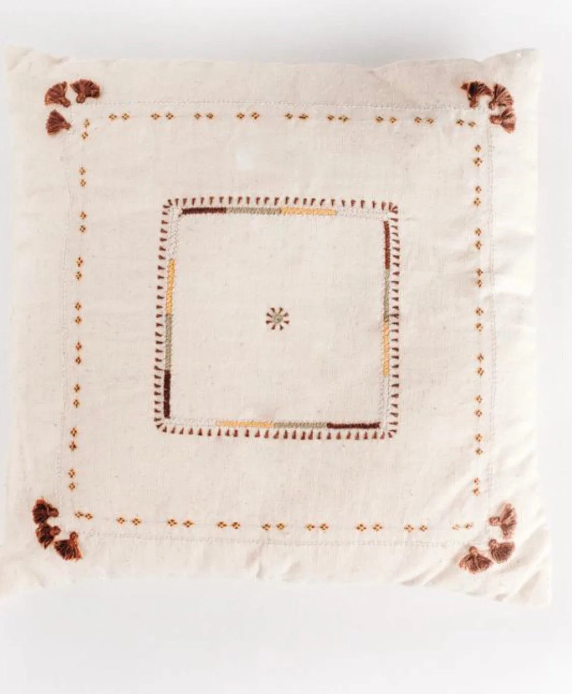 Hand loomed Organic cotton embroidered Pillow, Eco-Friendly, Fair Trade