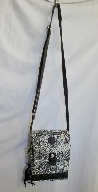 NEW KIPLING Vegan Messenger Bag Crossbody Swingpack Purse BROWN WHITE MONKEY