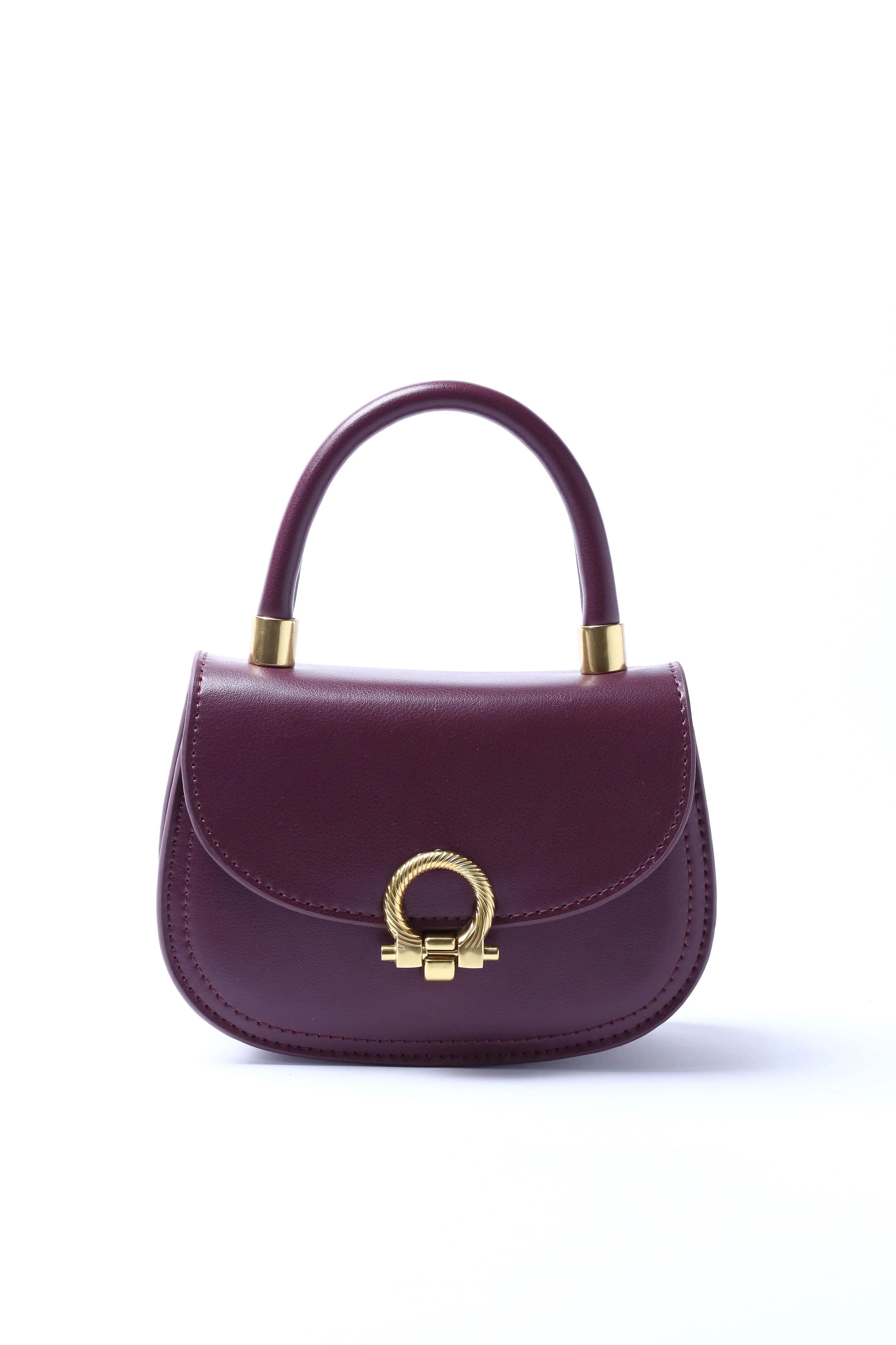 Plum Leather Mini Handheld Bag