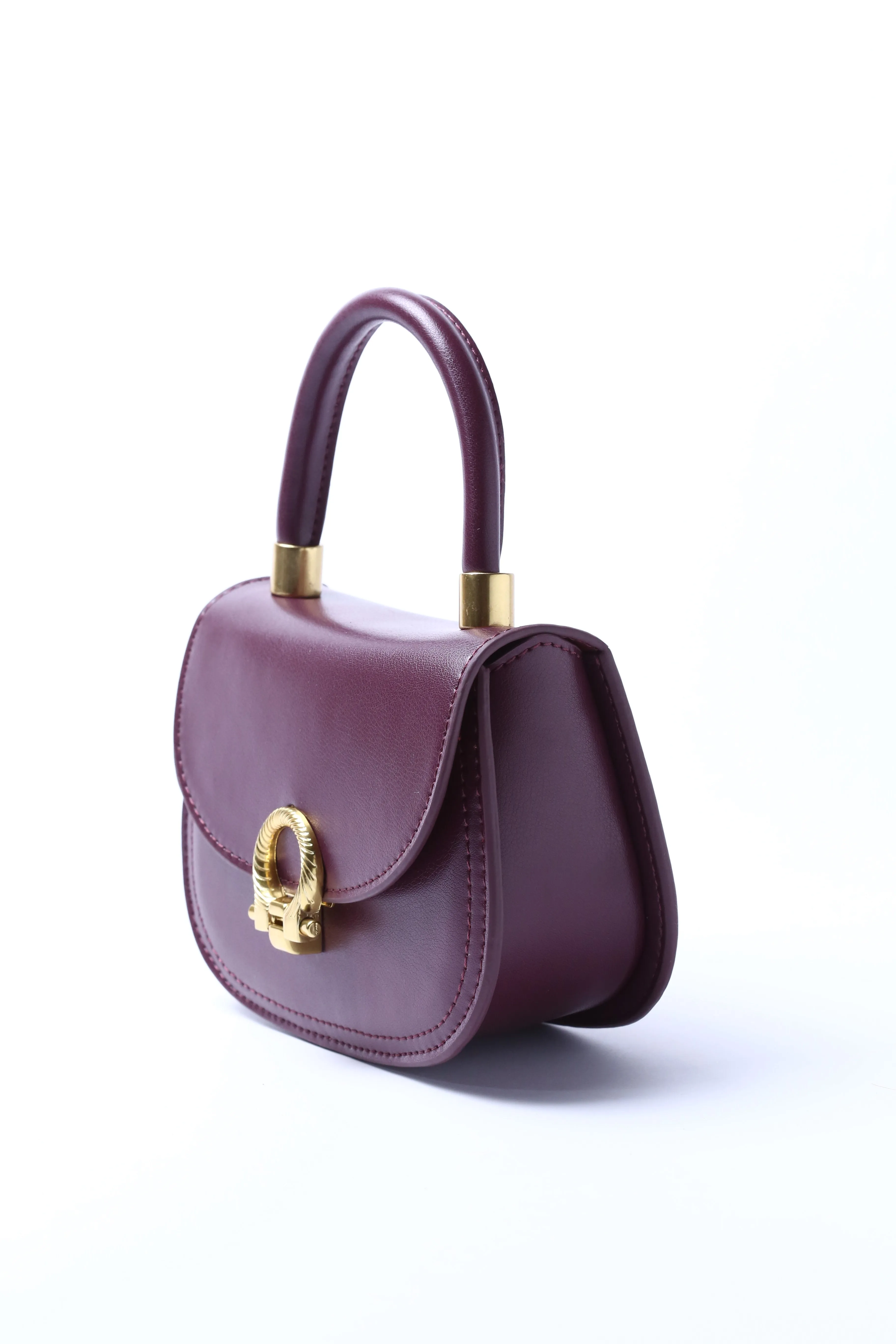 Plum Leather Mini Handheld Bag