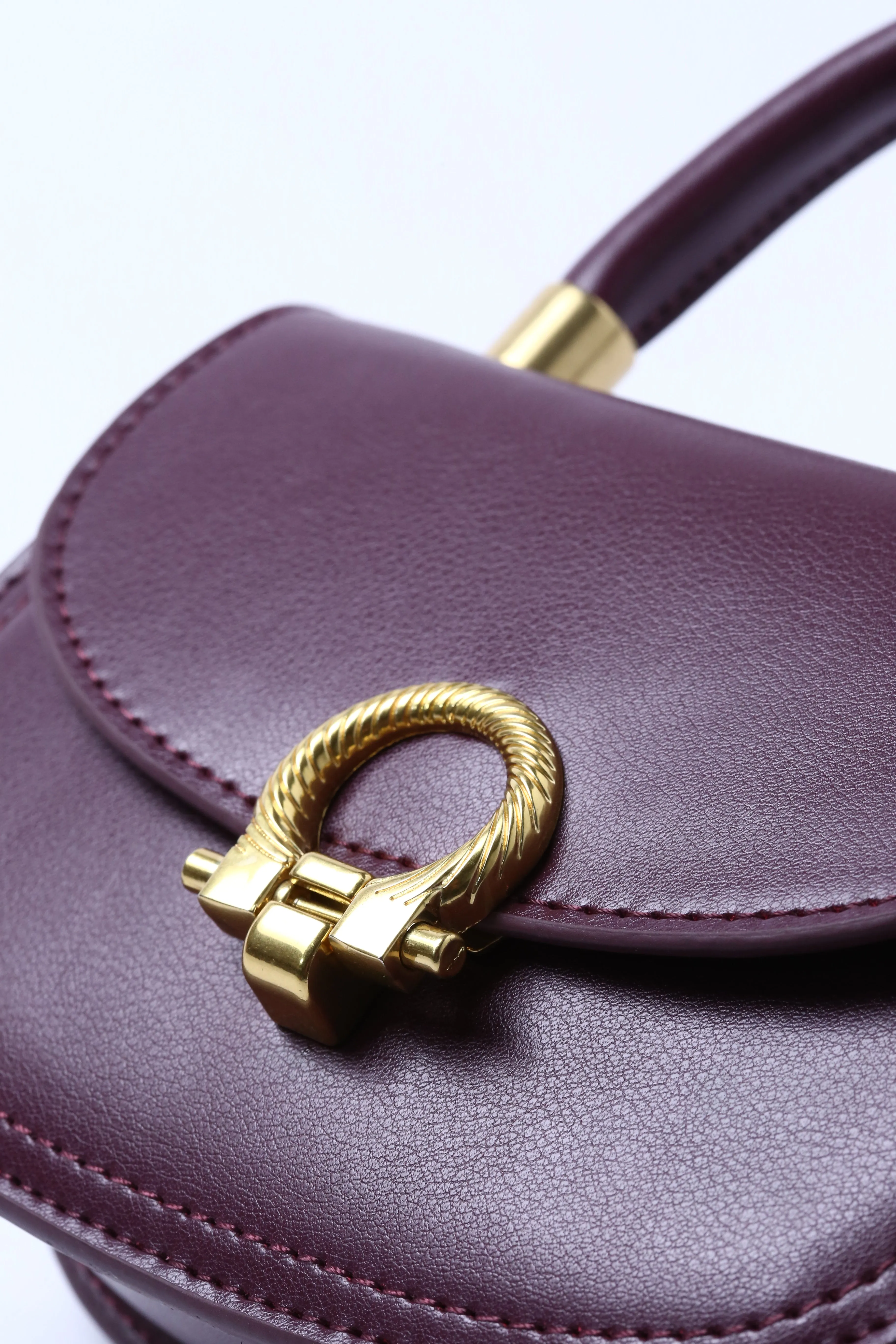 Plum Leather Mini Handheld Bag