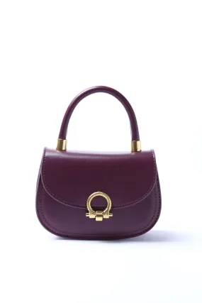 Plum Leather Mini Handheld Bag