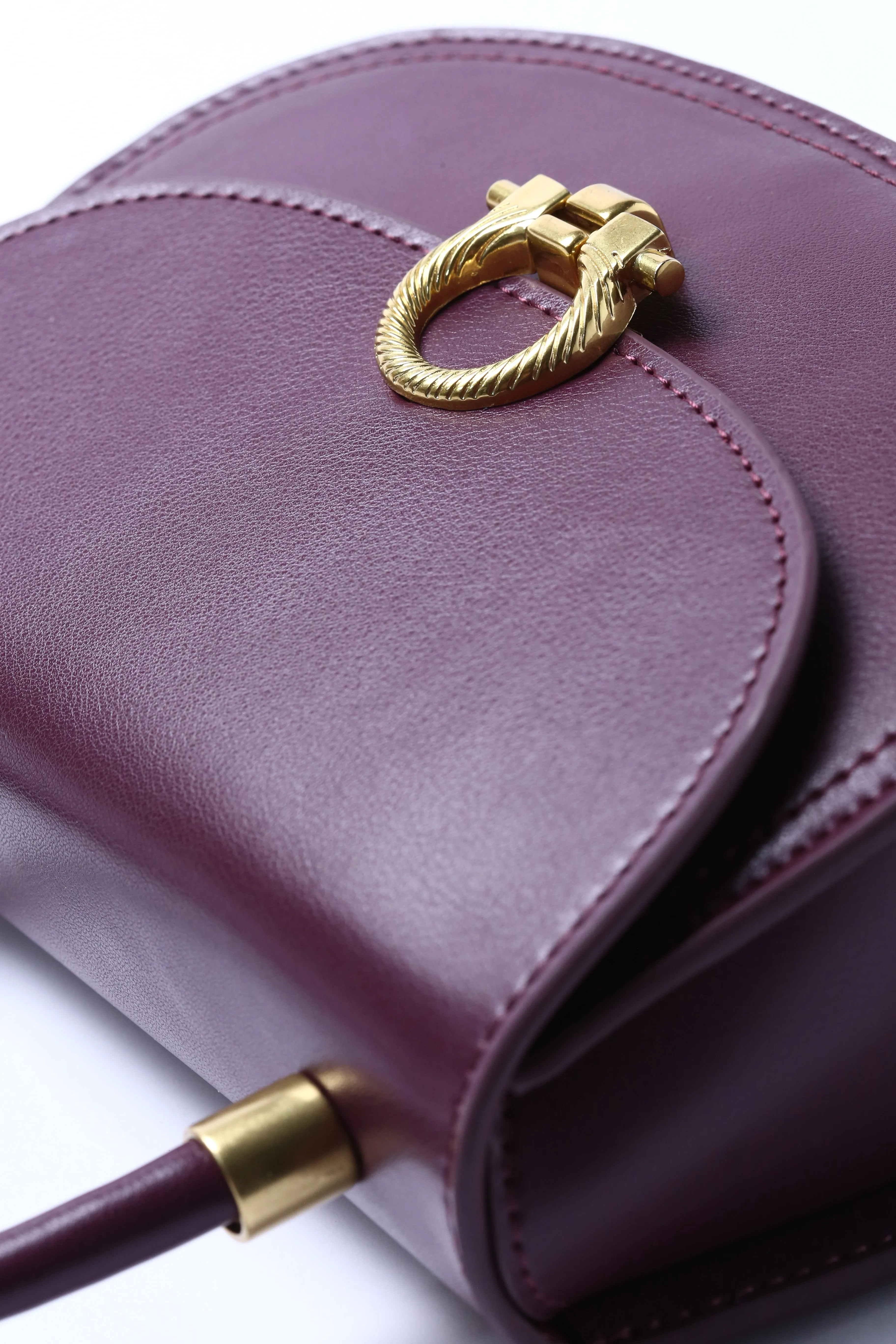 Plum Leather Small Handheld Bag