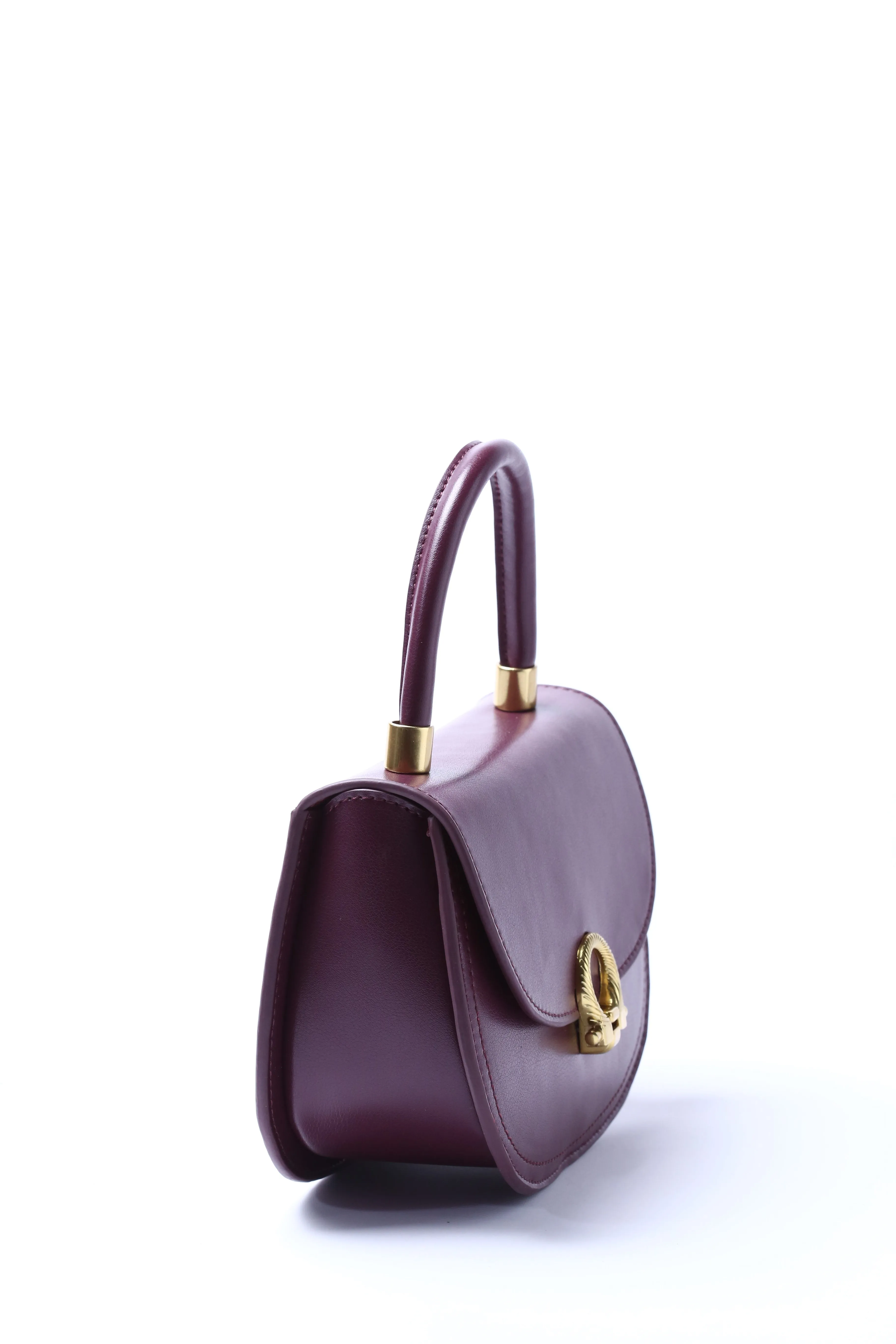 Plum Leather Small Handheld Bag