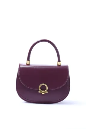 Plum Leather Small Handheld Bag