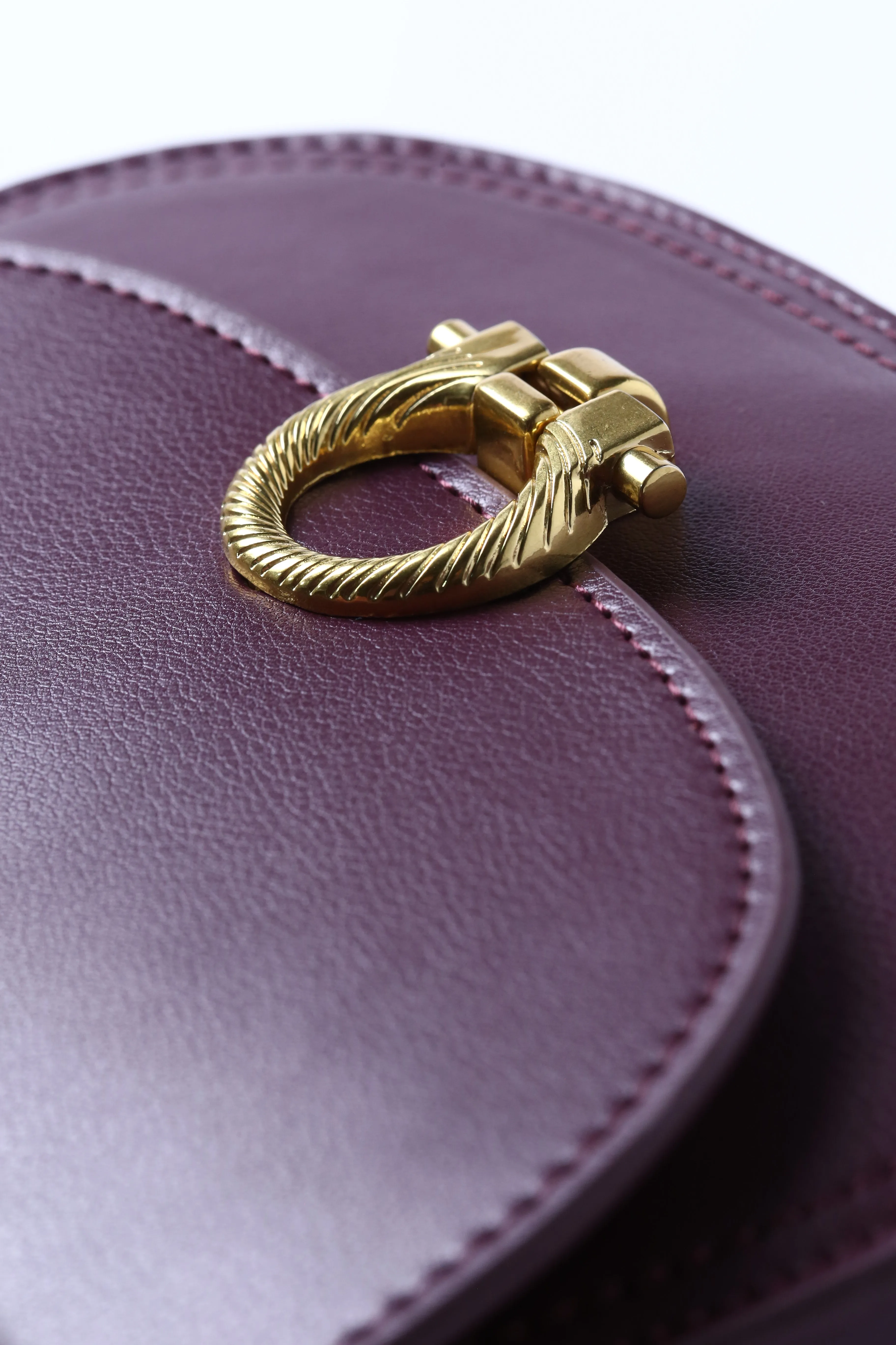 Plum Leather Small Handheld Bag