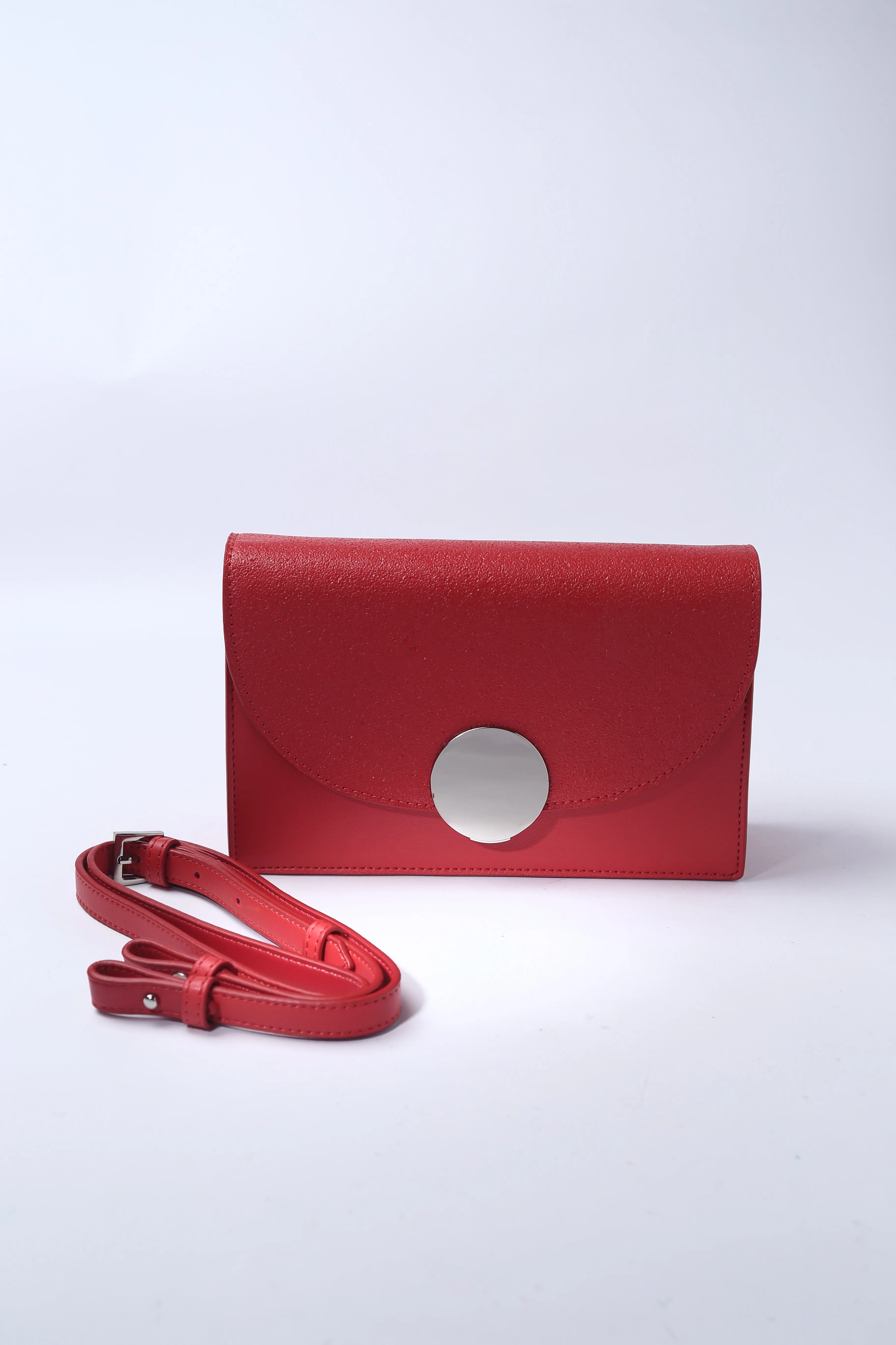 Red Pebble Leather Small Crossbody or Clutch Bag