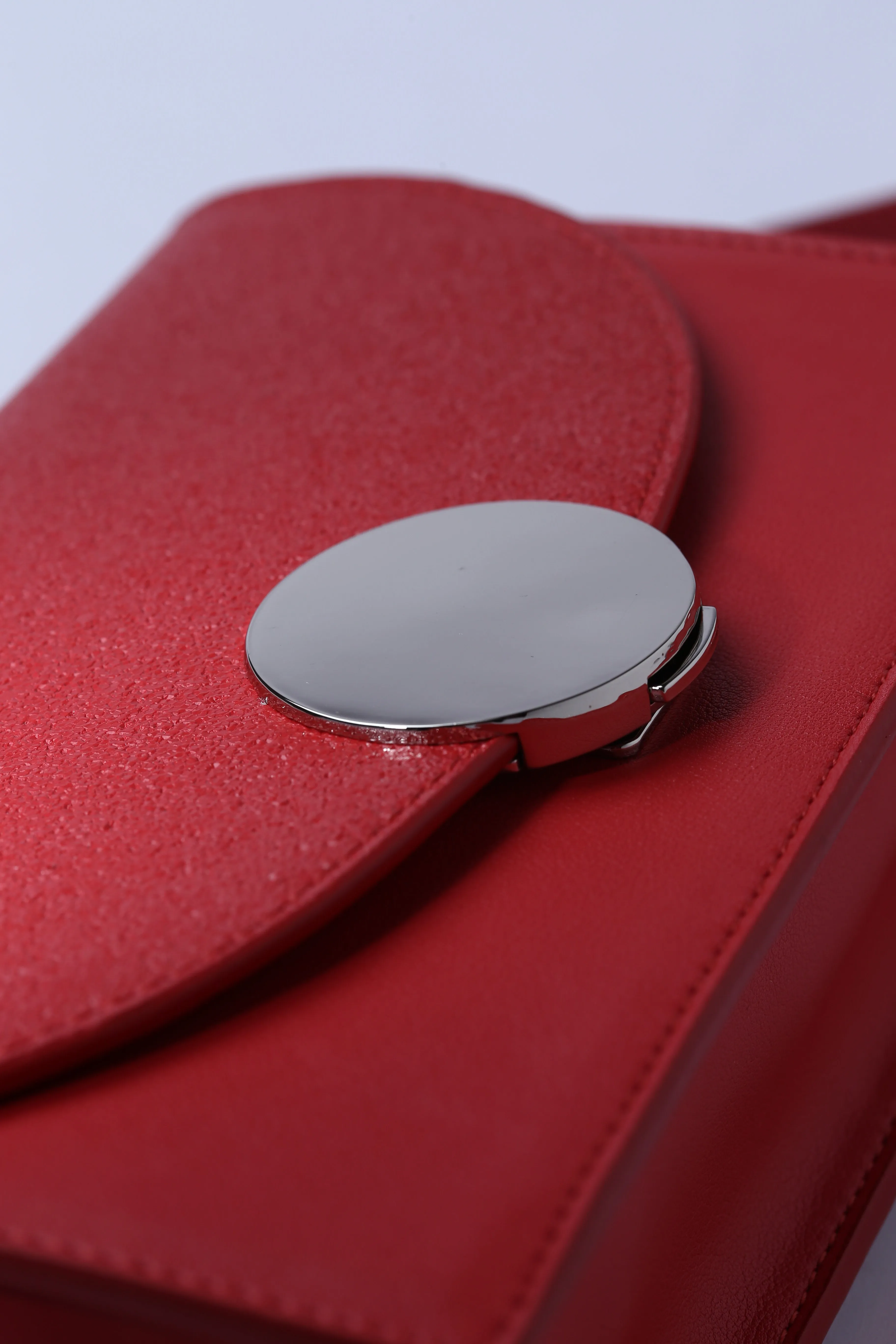 Red Pebble Leather Small Crossbody or Clutch Bag