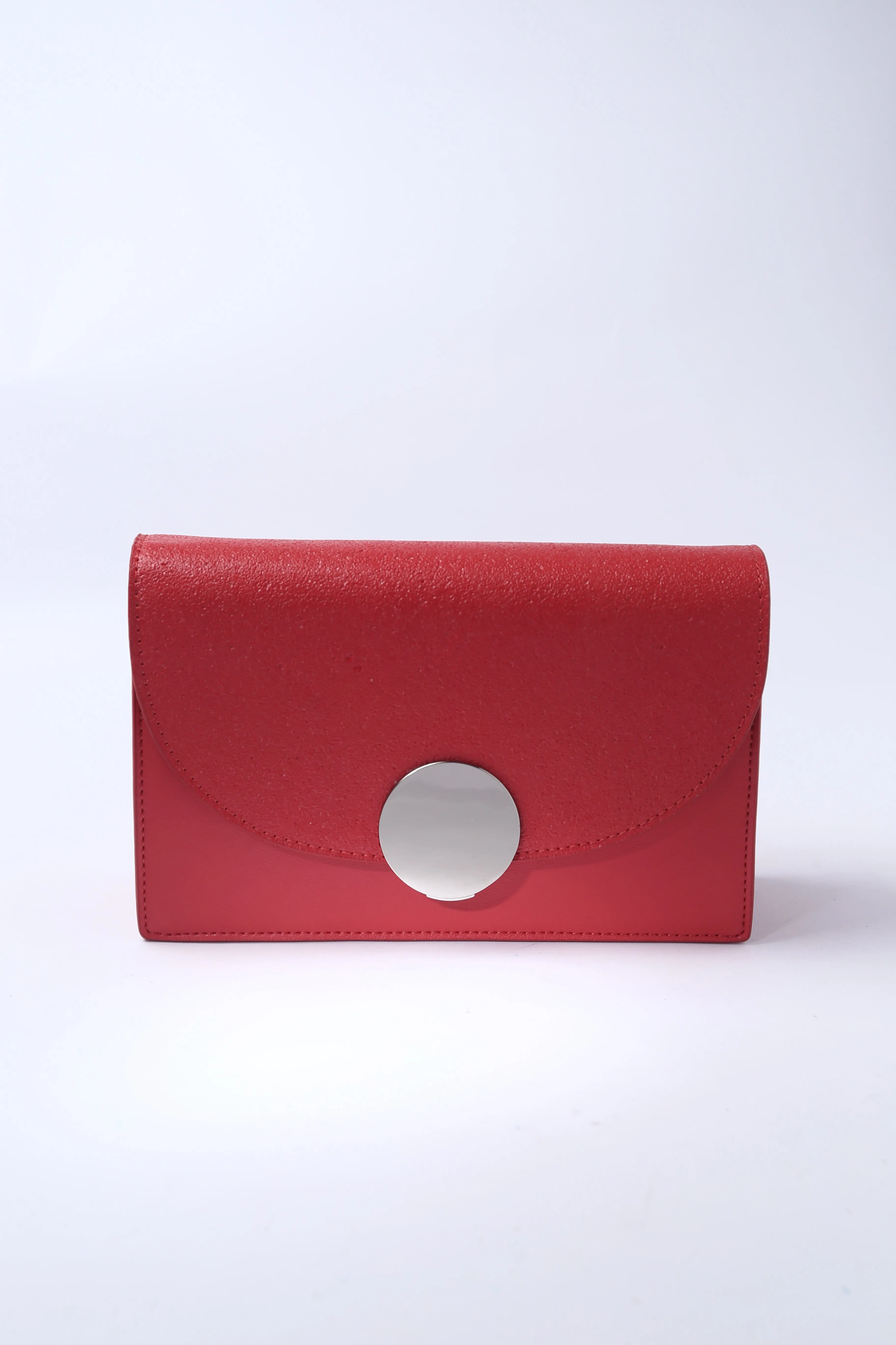 Red Pebble Leather Small Crossbody or Clutch Bag