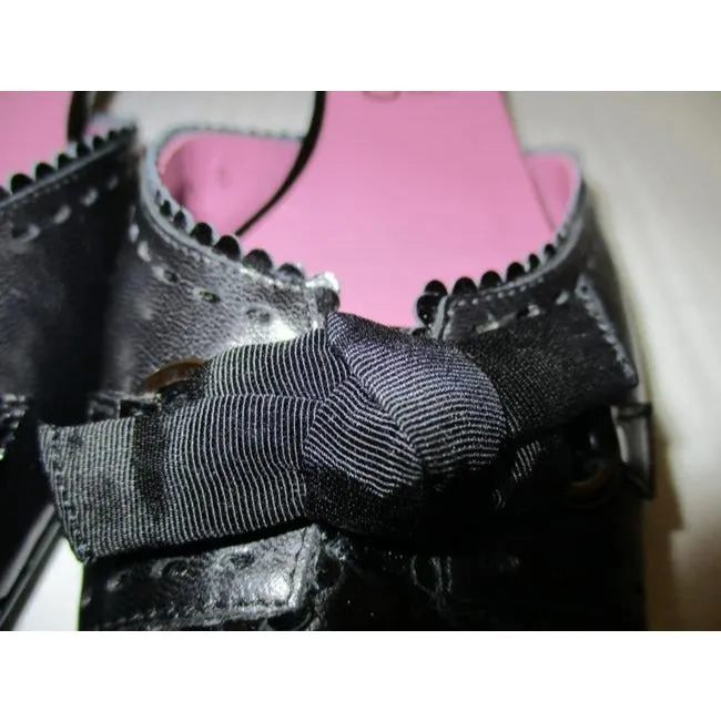 Salvatore Ferragamo Black Patent Bow Slingbacks Pumps Size Us