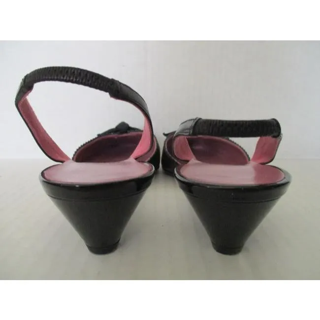 Salvatore Ferragamo Black Patent Bow Slingbacks Pumps Size Us