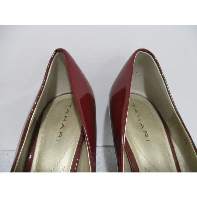 Tahari Red Patent Riddle Peep Pumps Size Us