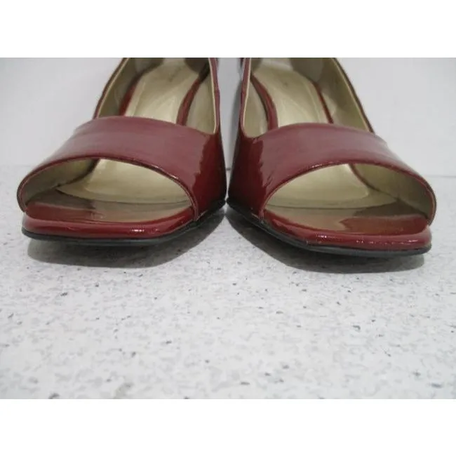 Tahari Red Patent Riddle Peep Pumps Size Us