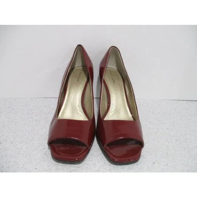 Tahari Red Patent Riddle Peep Pumps Size Us