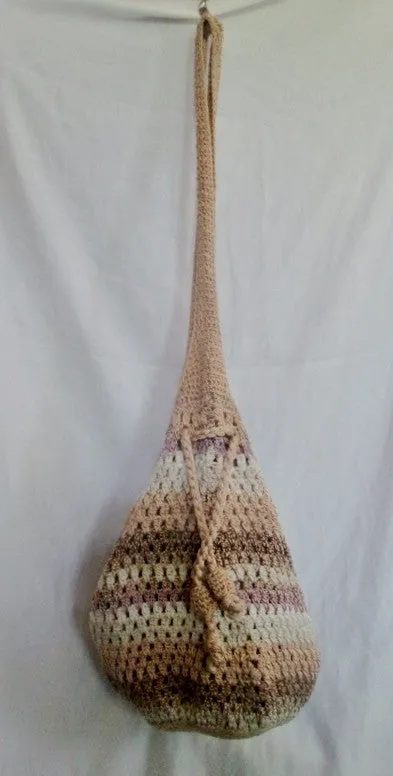 THE SAK Hobo Shoulder Bag Knit Vegan Handbag Purse Hippie Sling BEIGE NATURAL