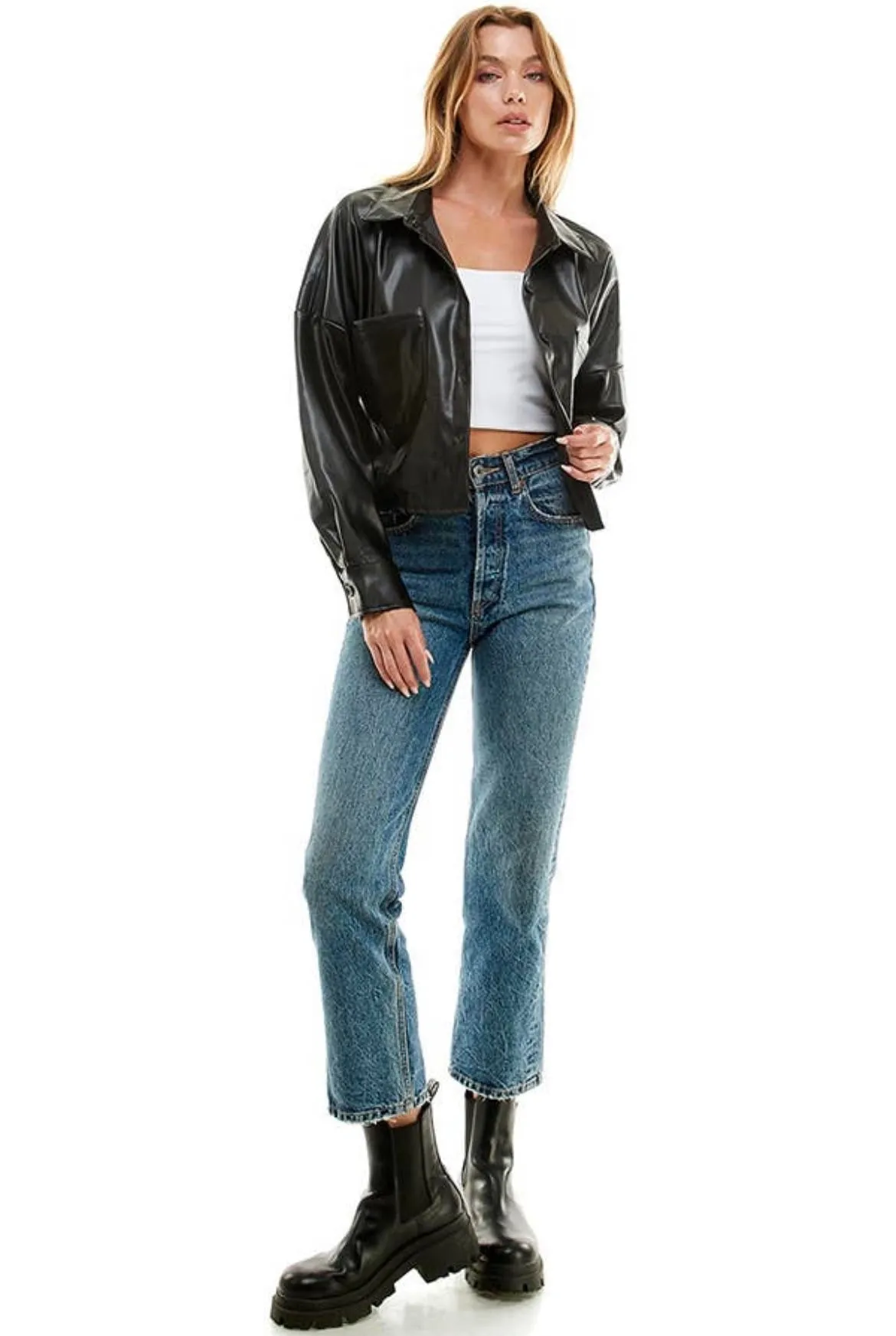 Vegan Leather Cropped Top