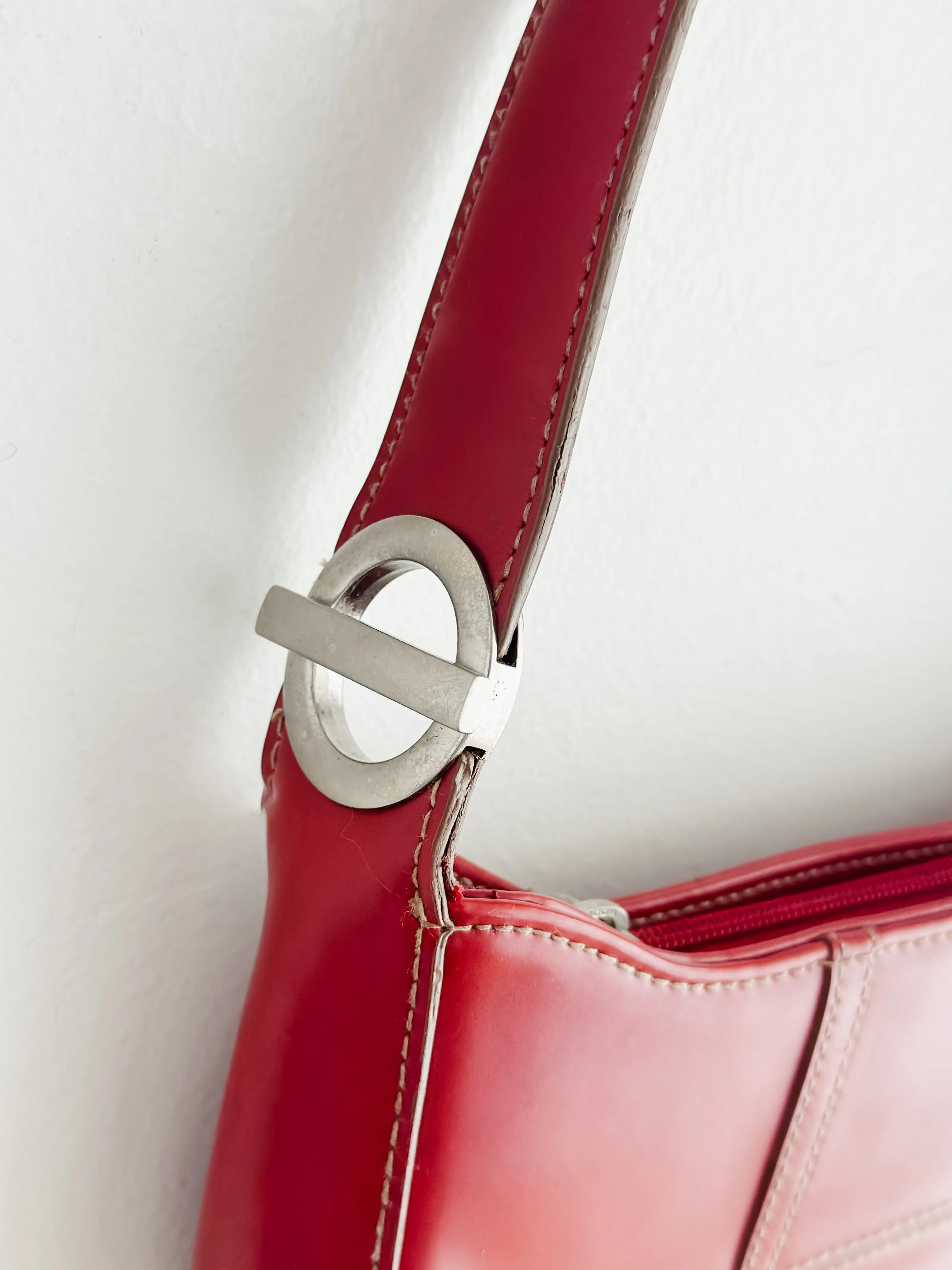 vintage red vegan leather mini handbag