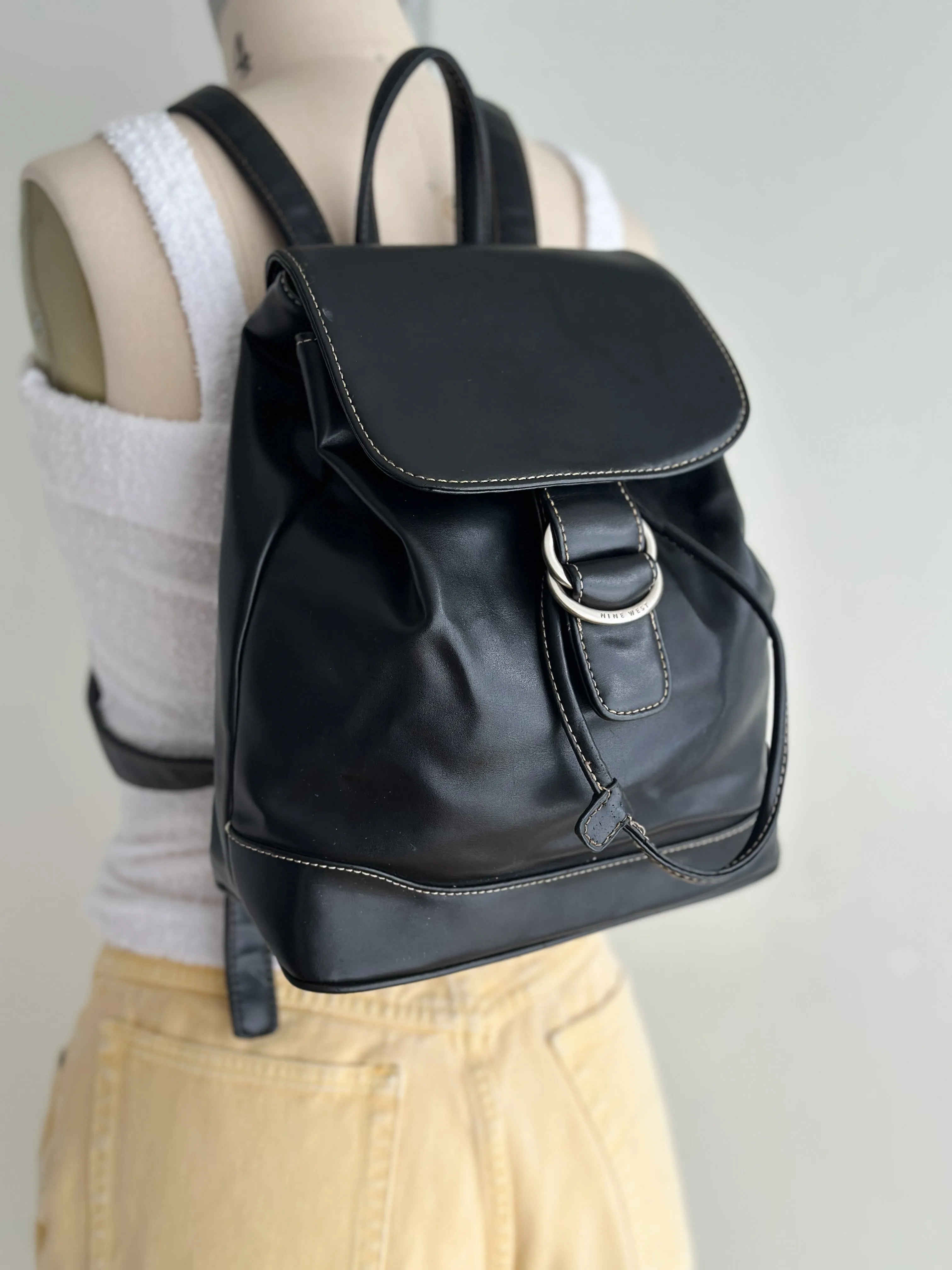 vintage vegan leather backpack