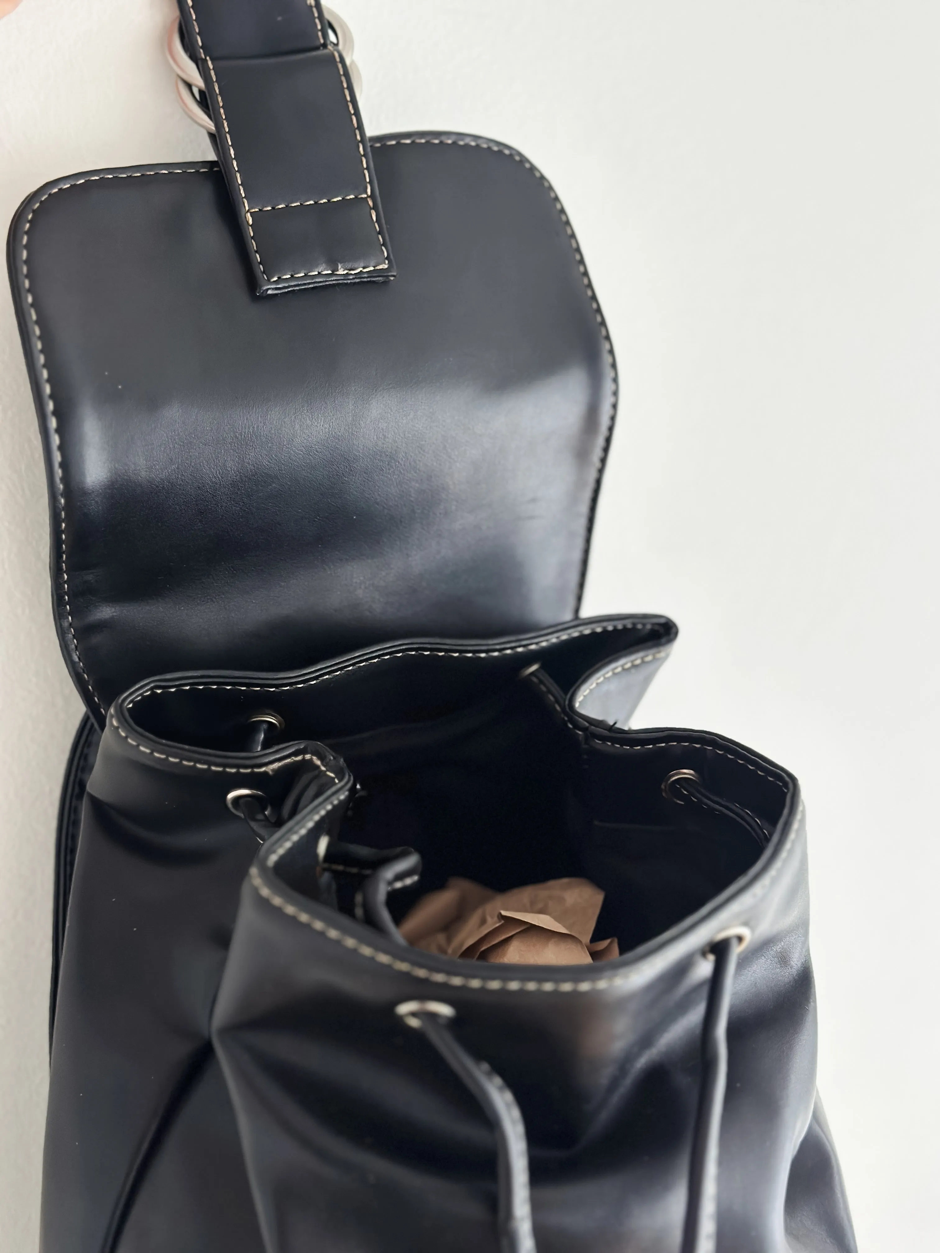 vintage vegan leather backpack