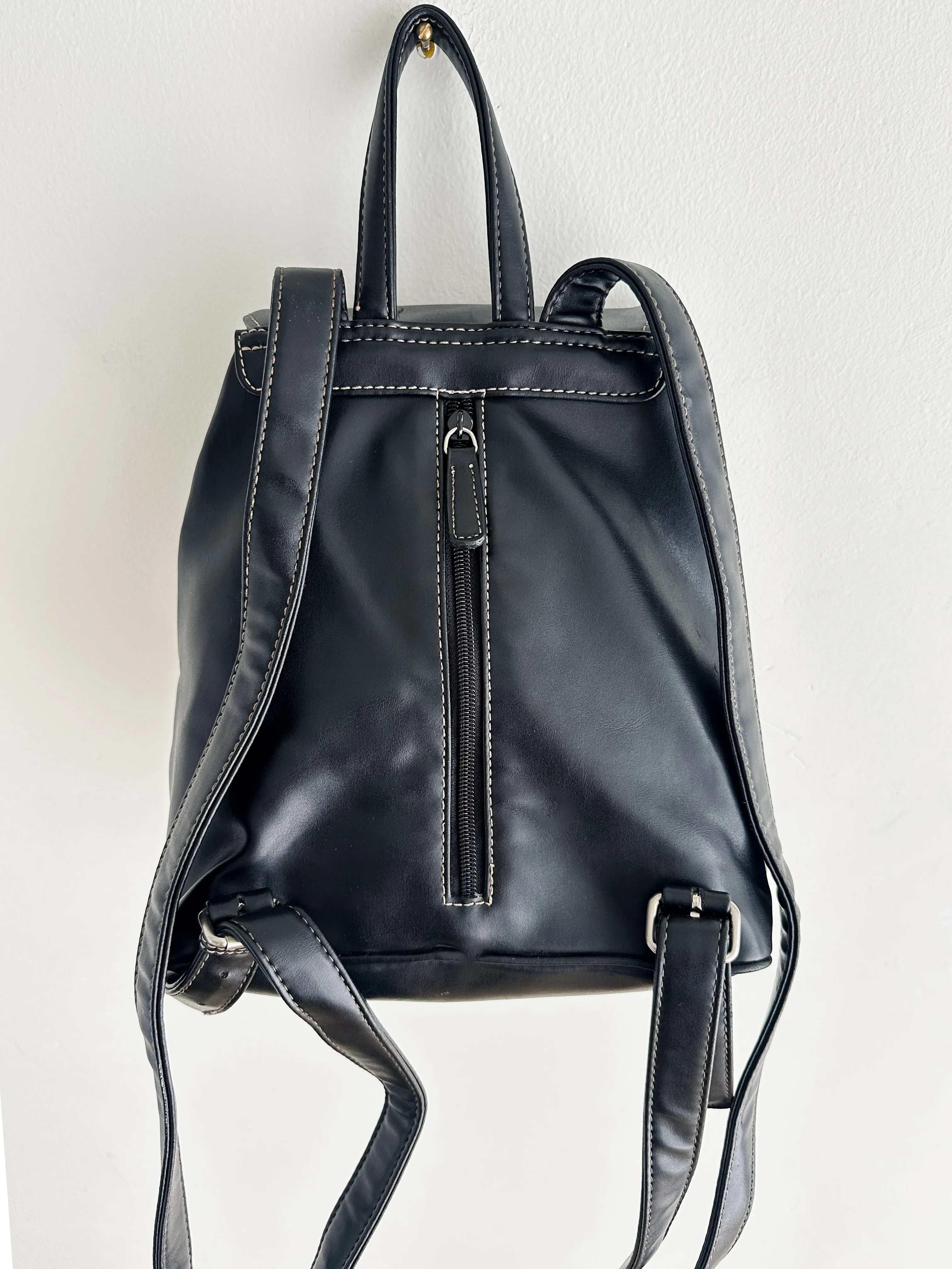 vintage vegan leather backpack