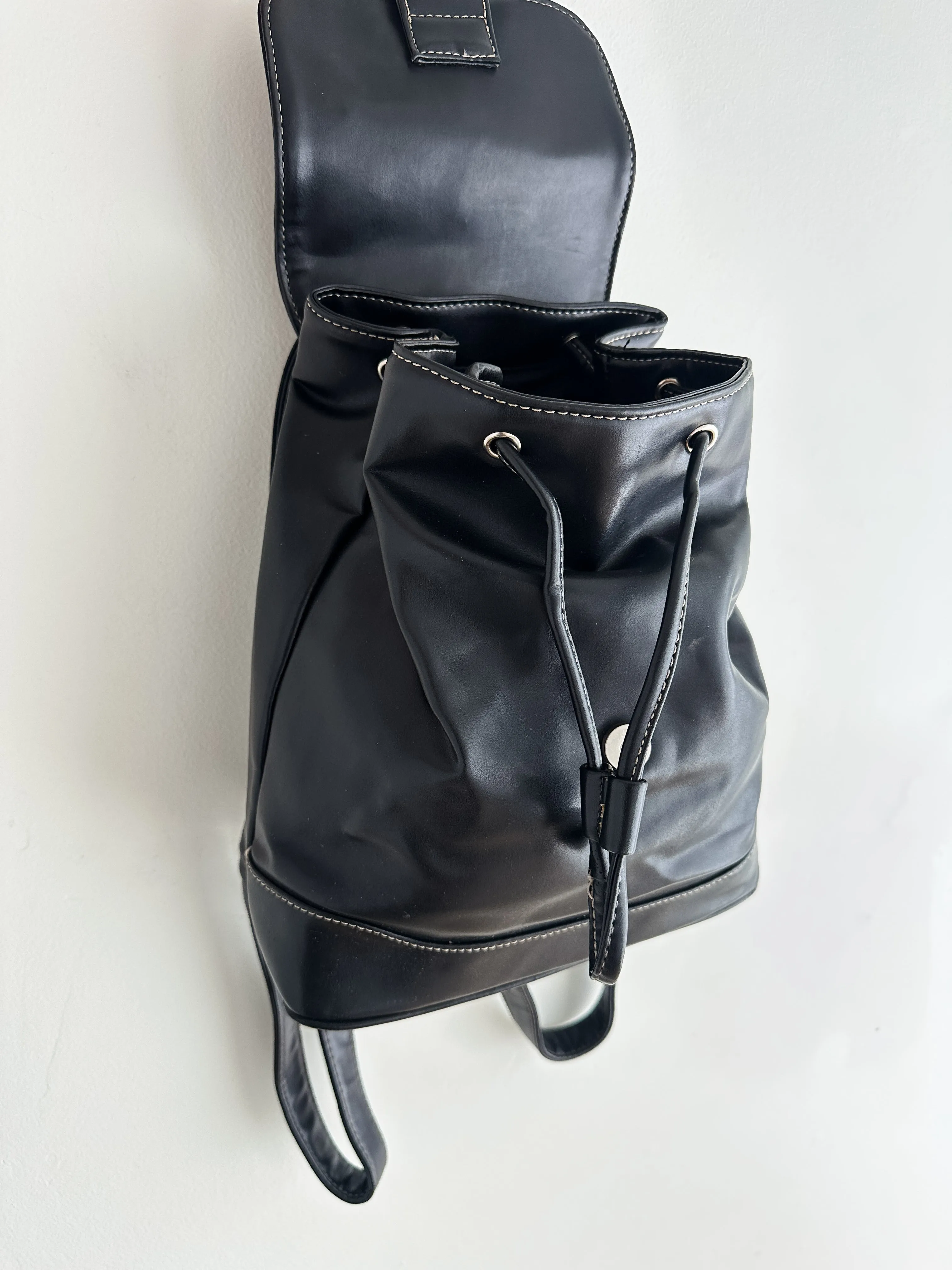 vintage vegan leather backpack