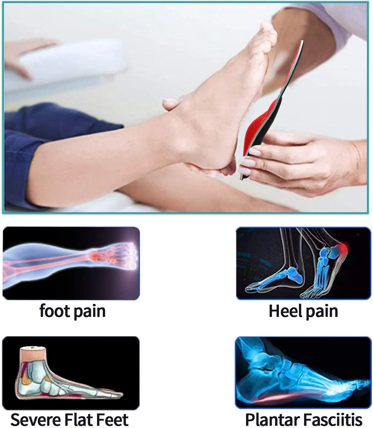 Walkomfy Pain Relief Orthotics | Plantar Fasciitis Arch Support Insoles Shoe Inserts